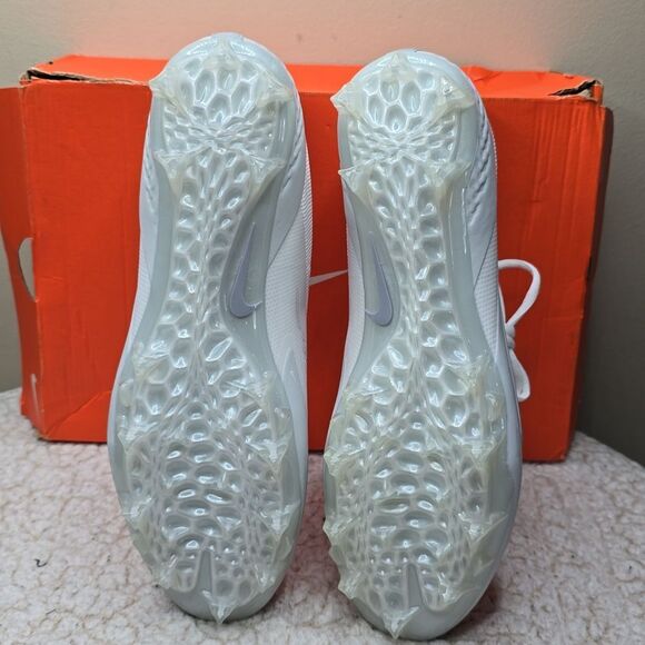 NIB Nike Men's Alpha Huarache8 Pro Lax Lacrosse Cleats Shoes White/Pure Platinum - Picture 9 of 11